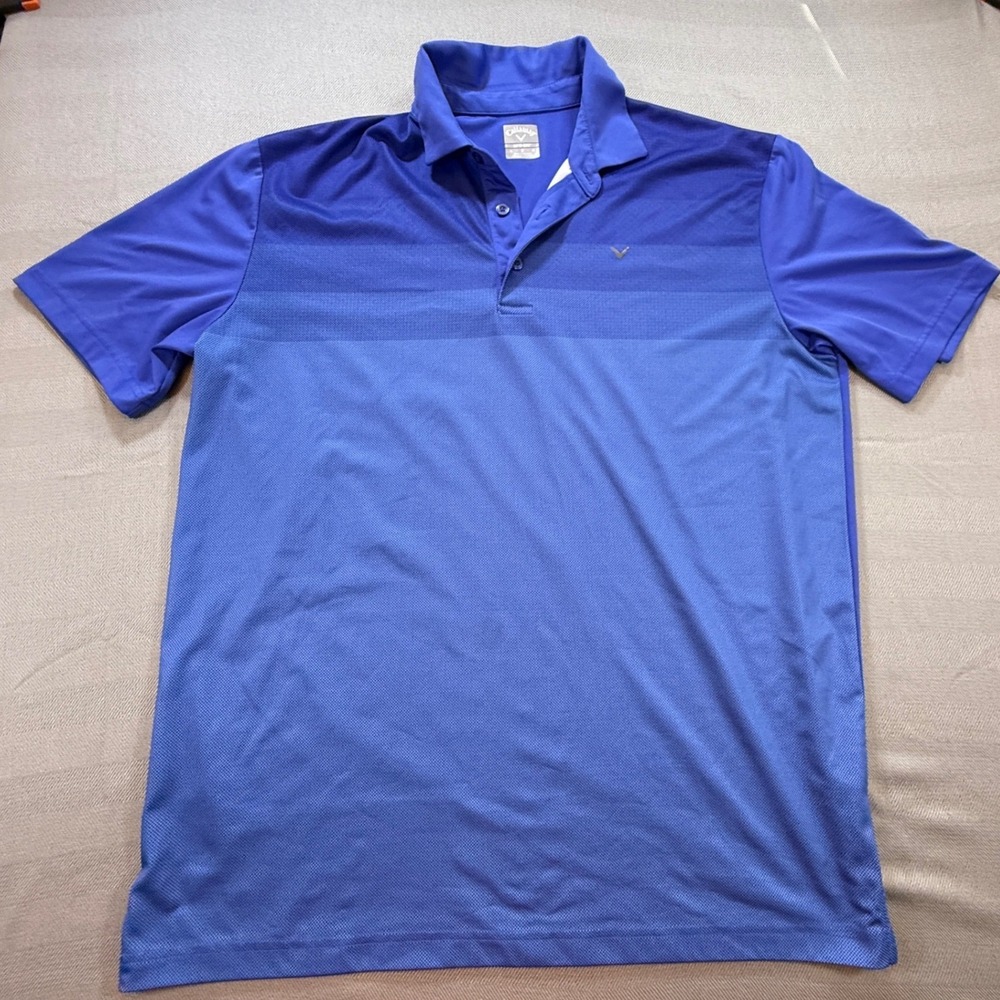 Callaway Opti-Dri Mens Blue Gradient Stripe Golf Polo Shirt Large L 2600